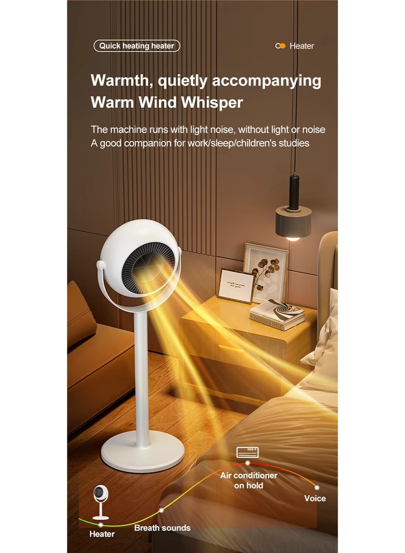 بلو فاير مدفأة مروحة أرضية قابلة لتعديل الارتفاع مع قابس أوروبي - مدفأة كهربائية محمولة وصامتة للمنزل، المكتب، غرفة النوم - تصميم أبيض عصري للشتاء والخريف - Image 3